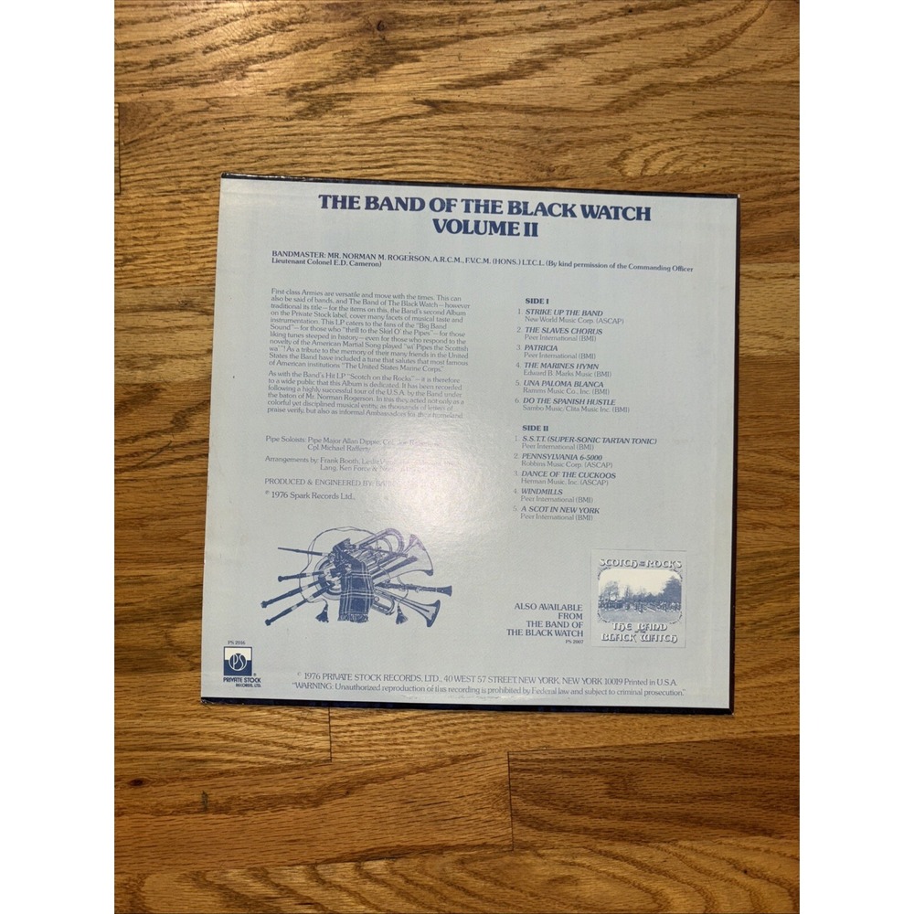 The BAND of the Black Watch Volume II Private Stock Lp Vinyl 33 rpm EX EX - Picture 3 of 5